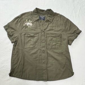 Abercrombie & Fitch Women’s military-style shirt floral embroidery size S